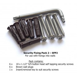 Security Fixing Pack 2 - 10 x 1.1/2" security screws + key (wall install)