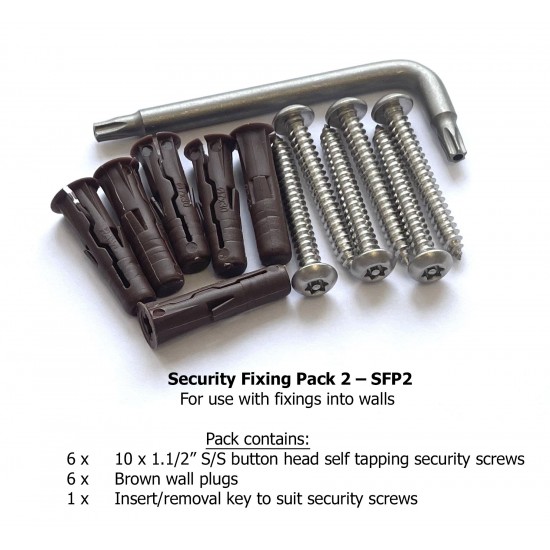 Security Fixing Pack 2 - No.10 x 1.1/2" security screws + key (wall install)